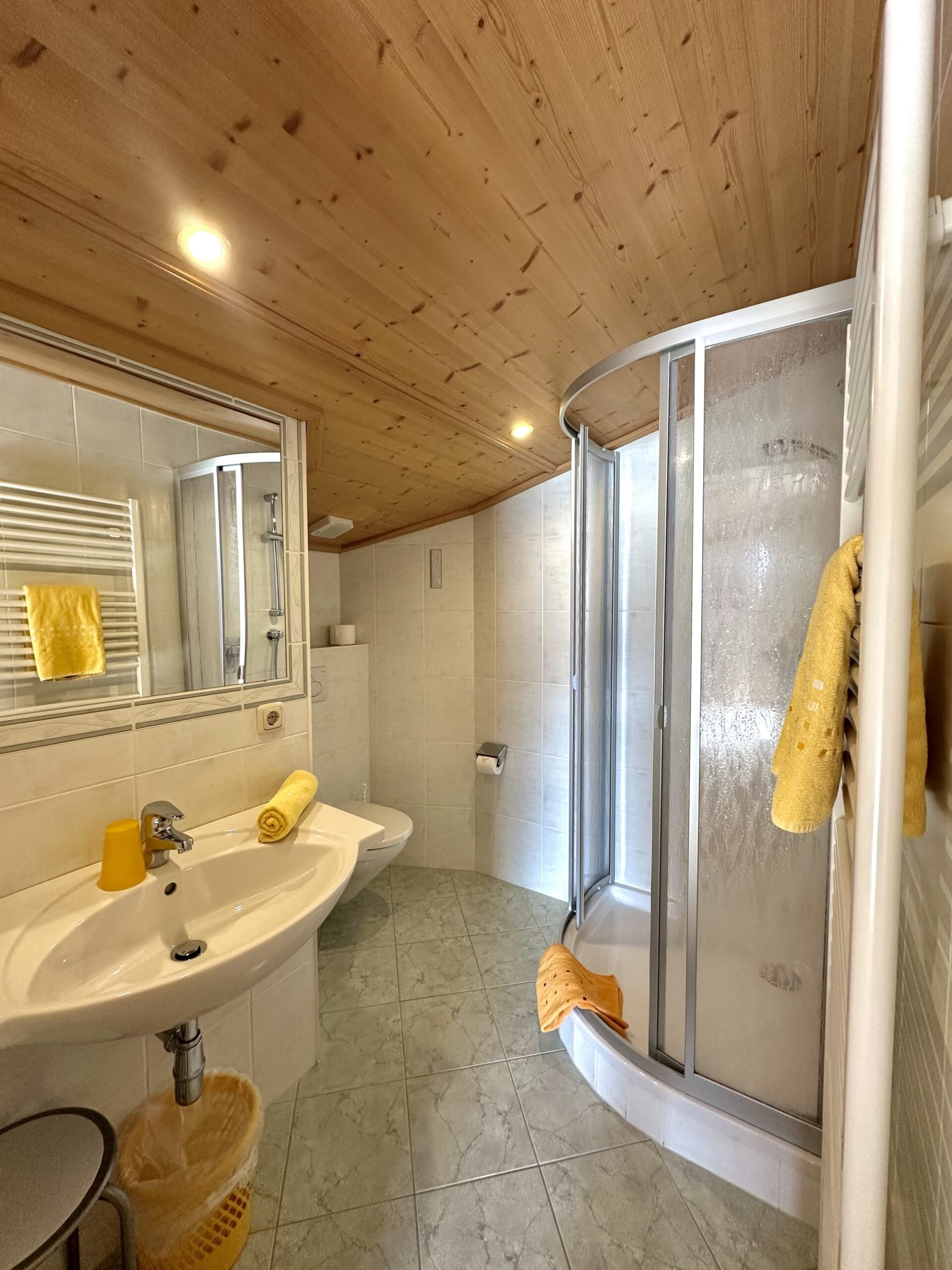 Badezimmer mit Dusche im Landhaus Quehenberger in Maishofen