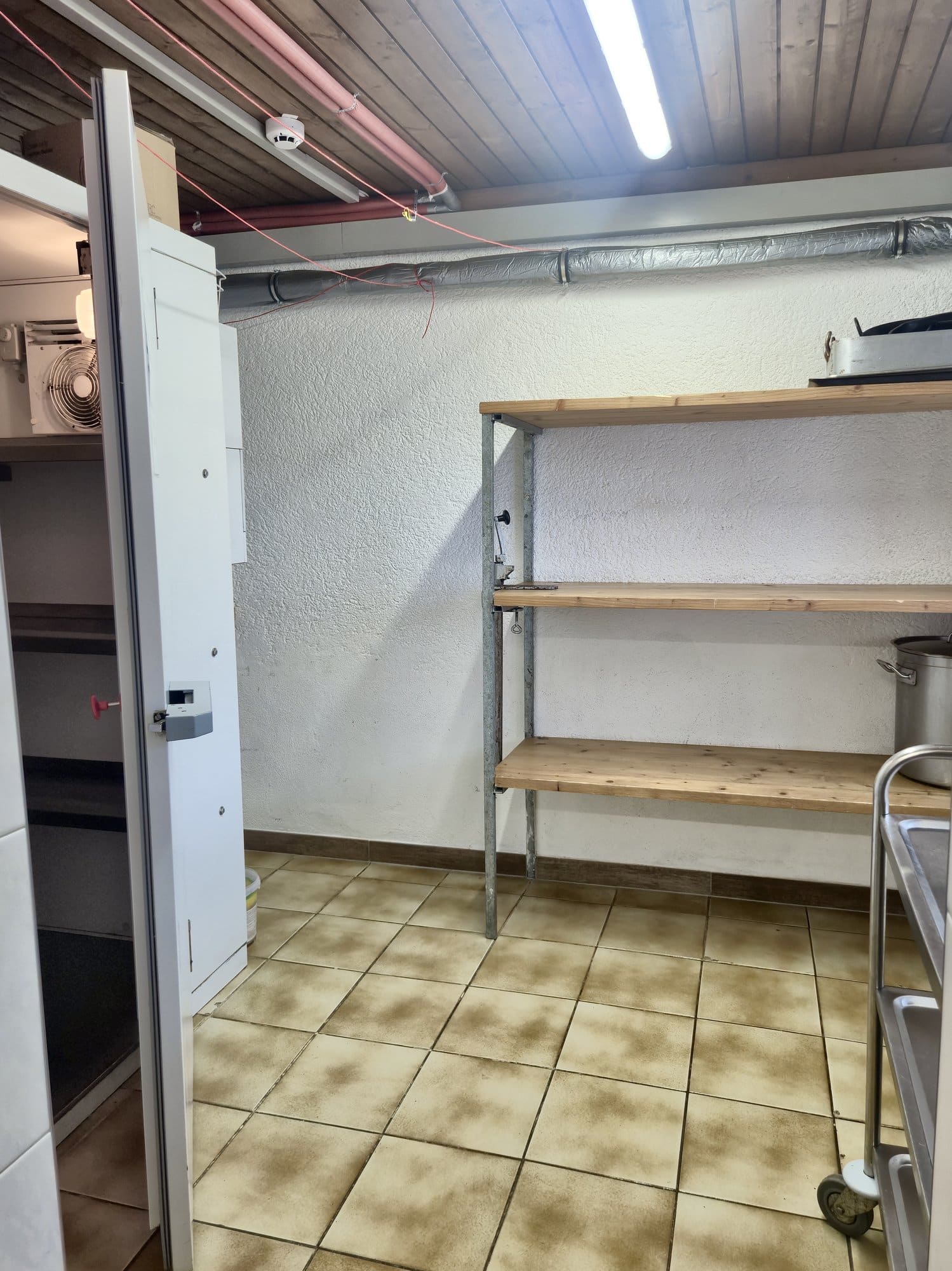 Kühlzelle und Lagerraum im Selbstversorgerhaus Maishofen mit Regalen für Lebensmittel